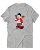 T-Shirt Αντρικό - Luffy Hat - Color Thumbnail Γκρι Μελανζέ