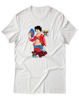 T-Shirt Αντρικό - Luffy Hat - Color Thumbnail Άσπρο
