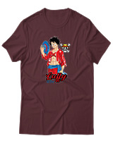 T-Shirt Αντρικό - Luffy Hat - Color Thumbnail Μπορντό