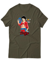 T-Shirt Αντρικό - Luffy Hat - Color Thumbnail Χακί