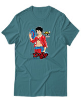 T-Shirt Αντρικό - Luffy Hat - Color Thumbnail Μπλε Πράσινο
