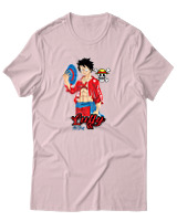 T-Shirt Αντρικό - Luffy Hat - Color Thumbnail Απαλό Ροζ