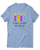 T-Shirt Αντρικό - Make A Wish And Blow - Color Thumbnail Γαλάζιο