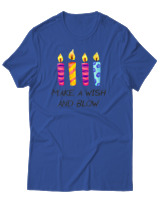 T-Shirt Αντρικό - Make A Wish And Blow - Color Thumbnail Μπλε Ρουά