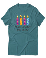 T-Shirt Αντρικό - Make A Wish And Blow - Color Thumbnail Μπλε Πράσινο