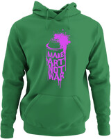 Φούτερ με κουκούλα - Make Art Not War - Color Thumbnail Kelly Green
