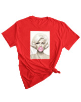 T-Shirt Woman Fashion Γυναικείο - Marilyn Monroe bubblegum - Color Thumbnail RED