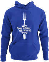 Φούτερ με κουκούλα - May The Fork Be With You - Color Thumbnail Μπλε Ρουά