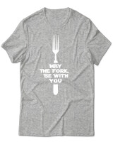 T-Shirt Unisex - May The Fork Be With You - Color Thumbnail Γκρι Μελανζέ