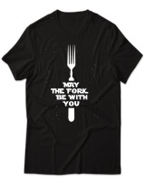 T-Shirt Unisex - May The Fork Be With You - Color Thumbnail Μαύρο