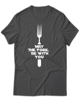 T-Shirt Unisex - May The Fork Be With You - Color Thumbnail Ανθρακί