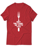 T-Shirt Unisex - May The Fork Be With You - Color Thumbnail Κόκκινο
