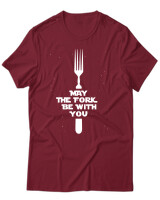 T-Shirt Unisex - May The Fork Be With You - Color Thumbnail Σκούρο Κόκκινο