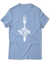 T-Shirt Unisex - May The Fork Be With You - Color Thumbnail Γαλάζιο