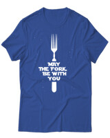 T-Shirt Unisex - May The Fork Be With You - Color Thumbnail Μπλε Ρουά