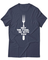 T-Shirt Unisex - May The Fork Be With You - Color Thumbnail Μπλε Γκρι