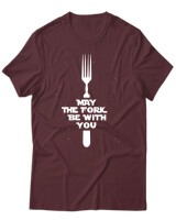 T-Shirt Unisex - May The Fork Be With You - Color Thumbnail Μπορντό