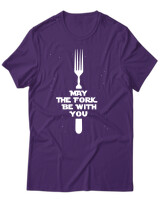 T-Shirt Unisex - May The Fork Be With You - Color Thumbnail Σκούρο Μωβ