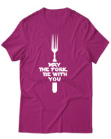 T-Shirt Unisex - May The Fork Be With You - Color Thumbnail Φουξια