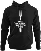 Φούτερ με κουκούλα - May The Fork Be With You - Color Thumbnail Μαύρο