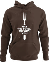 Φούτερ με κουκούλα - May The Fork Be With You - Color Thumbnail Καφέ
