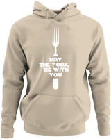 Φούτερ με κουκούλα - May The Fork Be With You - Color Thumbnail Μπέζ