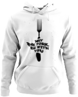 Φούτερ με κουκούλα - May The Fork Be With You - Color Thumbnail ΄Ασπρο