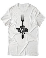 T-Shirt Unisex - May The Fork Be With You - Color Thumbnail Άσπρο