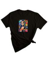 T-Shirt Woman Fashion Γυναικείο - Mona Lisa Pop Art - Color Thumbnail BLACK