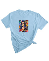 T-Shirt Woman Fashion Γυναικείο - Mona Lisa Pop Art - Color Thumbnail SKY BLUE