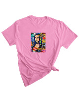 T-Shirt Woman Fashion Γυναικείο - Mona Lisa Pop Art - Color Thumbnail PINK