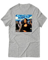 T-Shirt Αντρικό - Mona Liza Selfie - Color Thumbnail Γκρι Μελανζέ