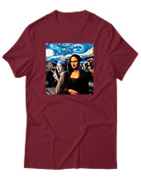 T-Shirt Αντρικό - Mona Liza Selfie - Color Thumbnail Σκούρο Κόκκινο