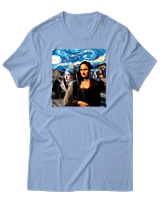 T-Shirt Αντρικό - Mona Liza Selfie - Color Thumbnail Γαλάζιο