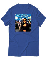 T-Shirt Αντρικό - Mona Liza Selfie - Color Thumbnail Μπλε Ρουά