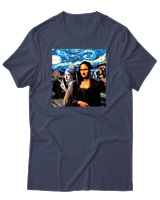 T-Shirt Αντρικό - Mona Liza Selfie - Color Thumbnail Μπλε Γκρι