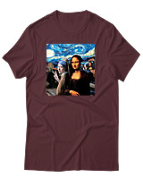 T-Shirt Αντρικό - Mona Liza Selfie - Color Thumbnail Μπορντό