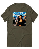 T-Shirt Αντρικό - Mona Liza Selfie - Color Thumbnail Χακί