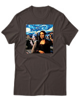 T-Shirt Αντρικό - Mona Liza Selfie - Color Thumbnail Καφέ