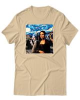 T-Shirt Αντρικό - Mona Liza Selfie - Color Thumbnail Μπεζ