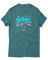 T-Shirt Αντρικό - Money Reflections - Color Thumbnail Μπλε Πράσινο