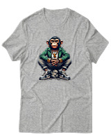T-Shirt Αντρικό - Monkey Rapper - Color Thumbnail Γκρι Μελανζέ