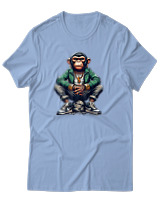 T-Shirt Αντρικό - Monkey Rapper - Color Thumbnail Γαλάζιο