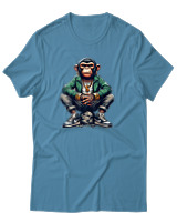 T-Shirt Αντρικό - Monkey Rapper - Color Thumbnail Τιρκουάζ