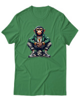 T-Shirt Αντρικό - Monkey Rapper - Color Thumbnail Πράσινο