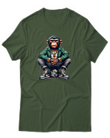 T-Shirt Αντρικό - Monkey Rapper - Color Thumbnail Κυπαρισσί