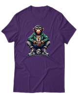 T-Shirt Αντρικό - Monkey Rapper - Color Thumbnail Σκούρο Μωβ