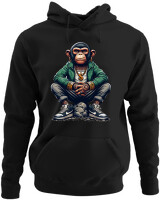 Φούτερ με κουκούλα - Monkey Rapper - Color Thumbnail Μαύρο