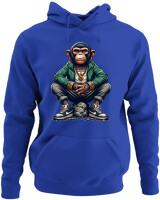 Φούτερ με κουκούλα - Monkey Rapper - Color Thumbnail Μπλε Ρουά