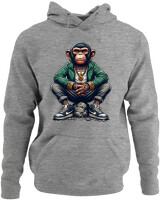 Φούτερ με κουκούλα - Monkey Rapper - Color Thumbnail Γκρι Μελανζέ